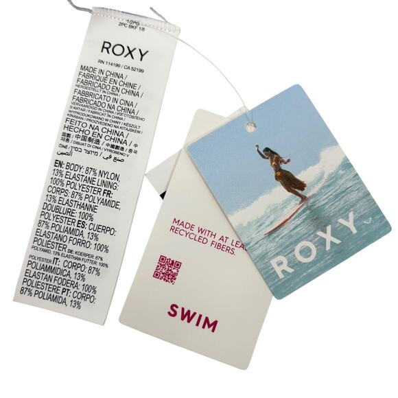 NEW Roxy All About Sol One Piece Swimsuit S Floral Plunge V Neck Hippie Retro - Picture 9 of 9